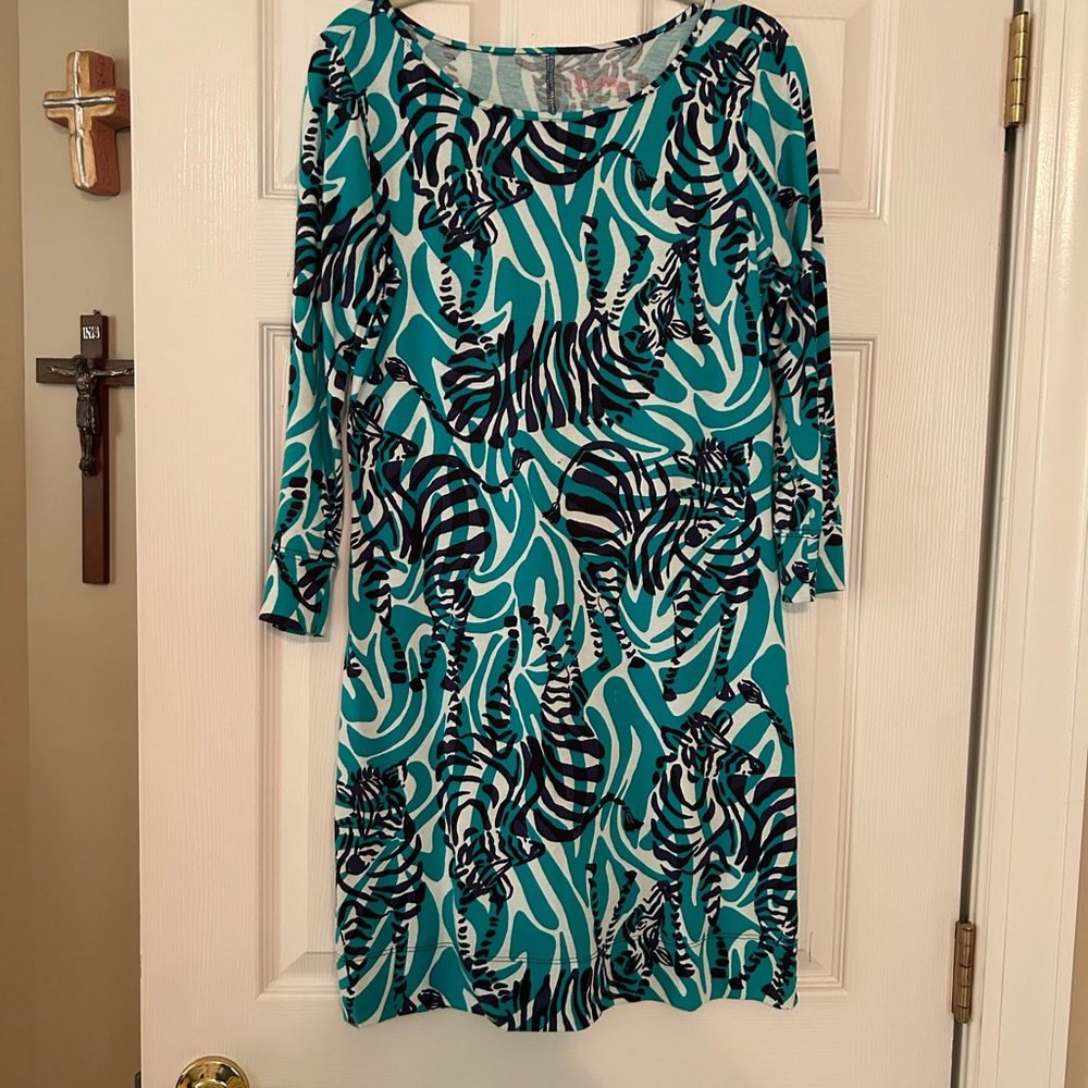 Lilly Pulitzer Zebra Print Dress in Teal and Navy